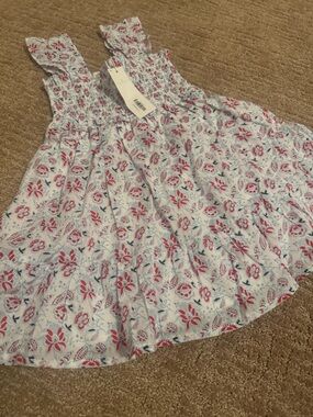 Janie and Jack White Tank Dress with Pink and Blue Floral Print